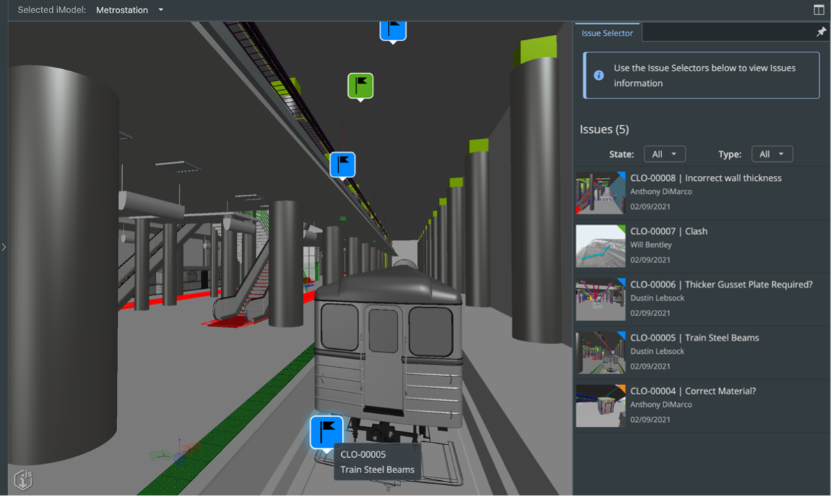 Example 2 - The same “Train Steel Beams” issue visualized using Saved Views.