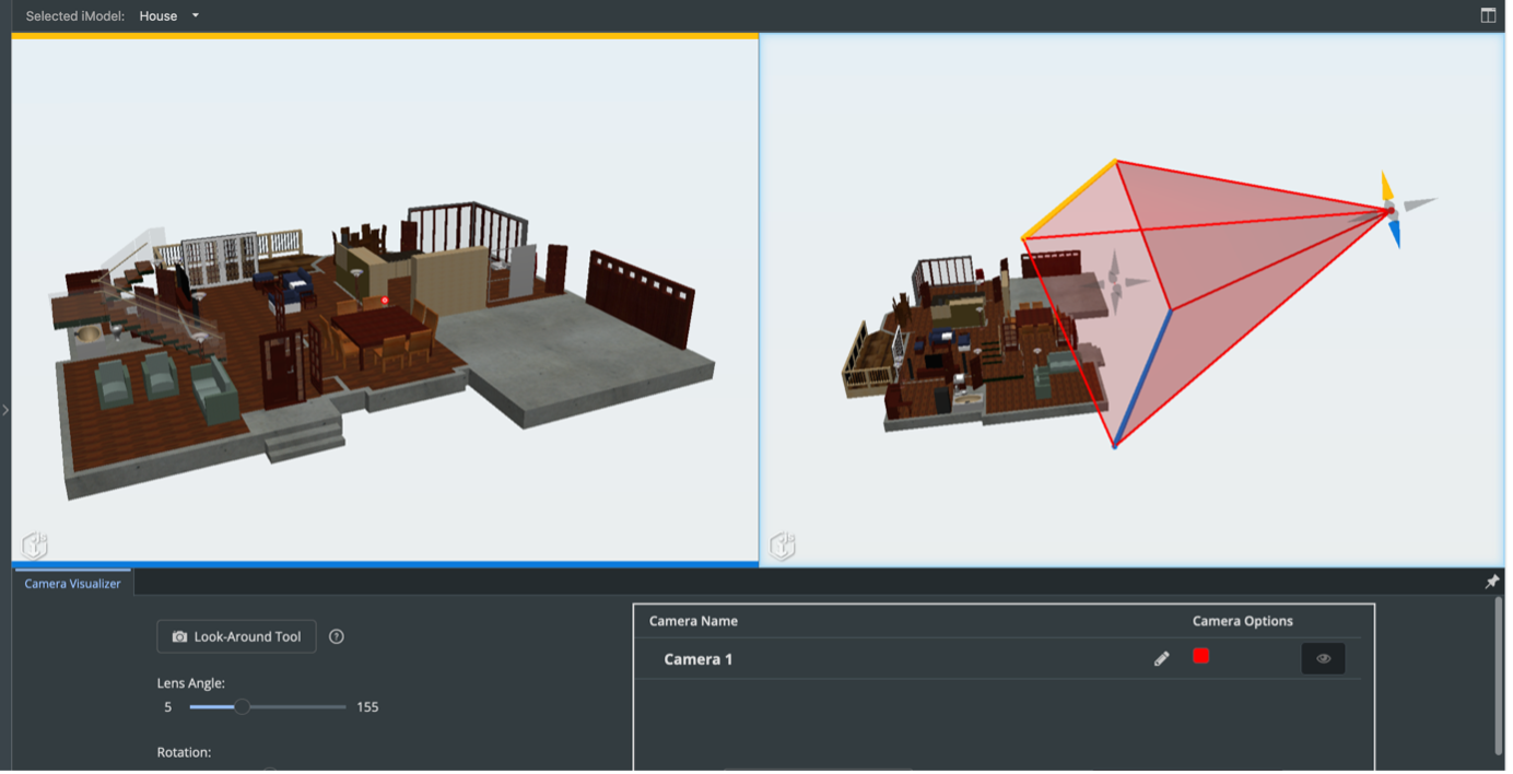 Example 4 - A camera tool for visualizing an iTwin from multiple perspectives.