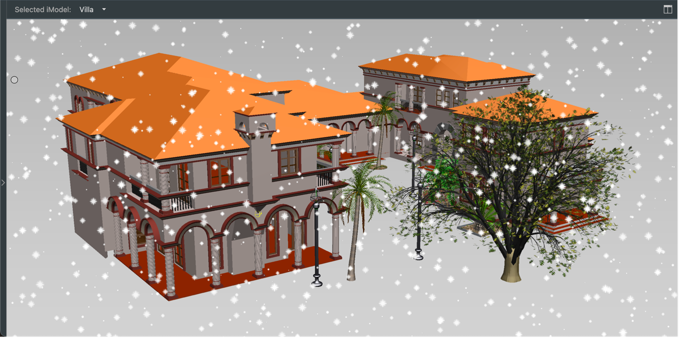 Example 6 - An animated snowfall visualized using particle systems.